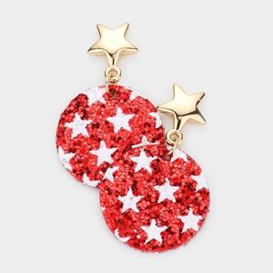 💥Red and White Star Earrings